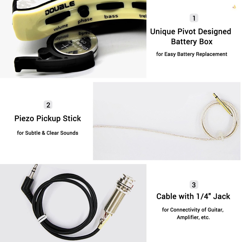 Bộ Pickup B1G Hai Đầu Âm Lượng Và Âm Lượng Kèm Nút Điều Khiển Âm Lượng Cho Đàn Guitar