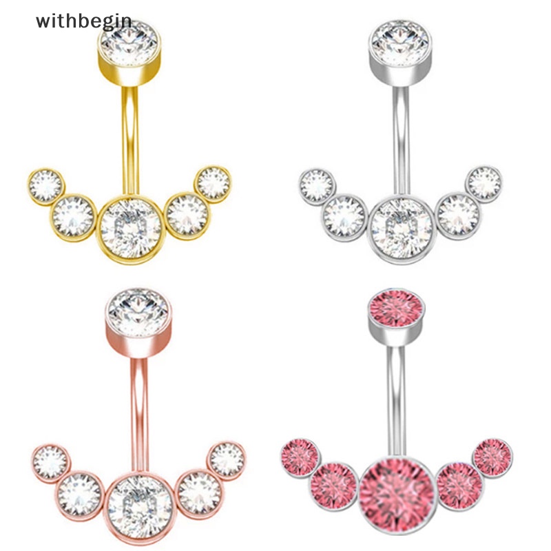 Khuyên Rốn Dạng Thanh Tạ Đính Đá Zircon Pha Lê Cho Nữ