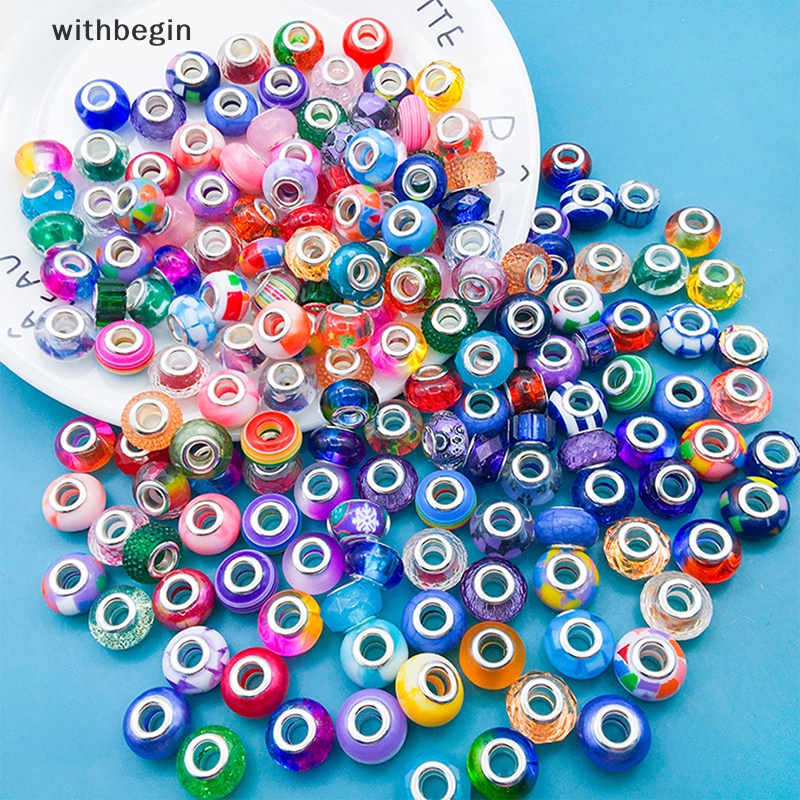 Set 10 Hạt Xỏ Lỗ Lớn Nhiều Màu Sắc Làm Trang Sức DIY