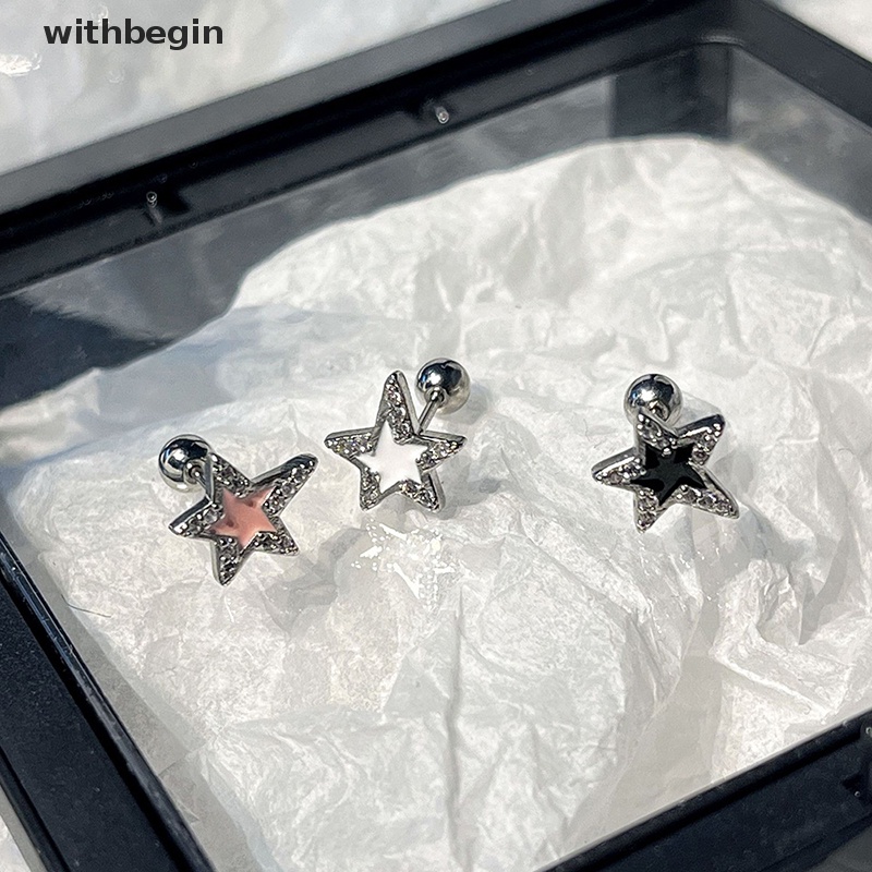 1 Đôi Khuyên Tai Đính Đá Zircon Hình Ngôi Sao Thời Trang Cho Nữ