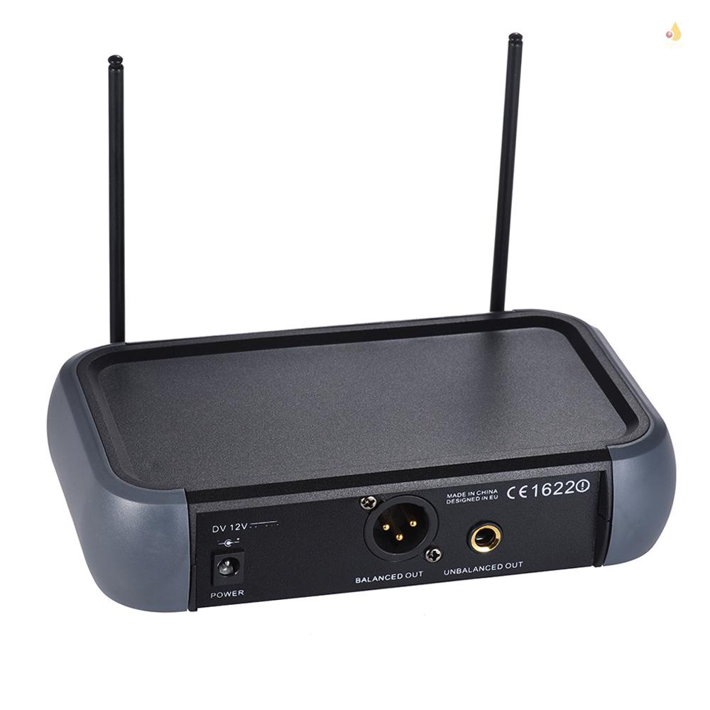 Hệ Thống Micro Cầm Tay Không Dây VHF Hai Kênh 6.35mm Kèm Chức Năng Echo 2 Micro Và 1 Bộ Nhận Âm Thanh 6.35mm Dùng Để Hát Karaoke Tiệc Tùng Gia Đình