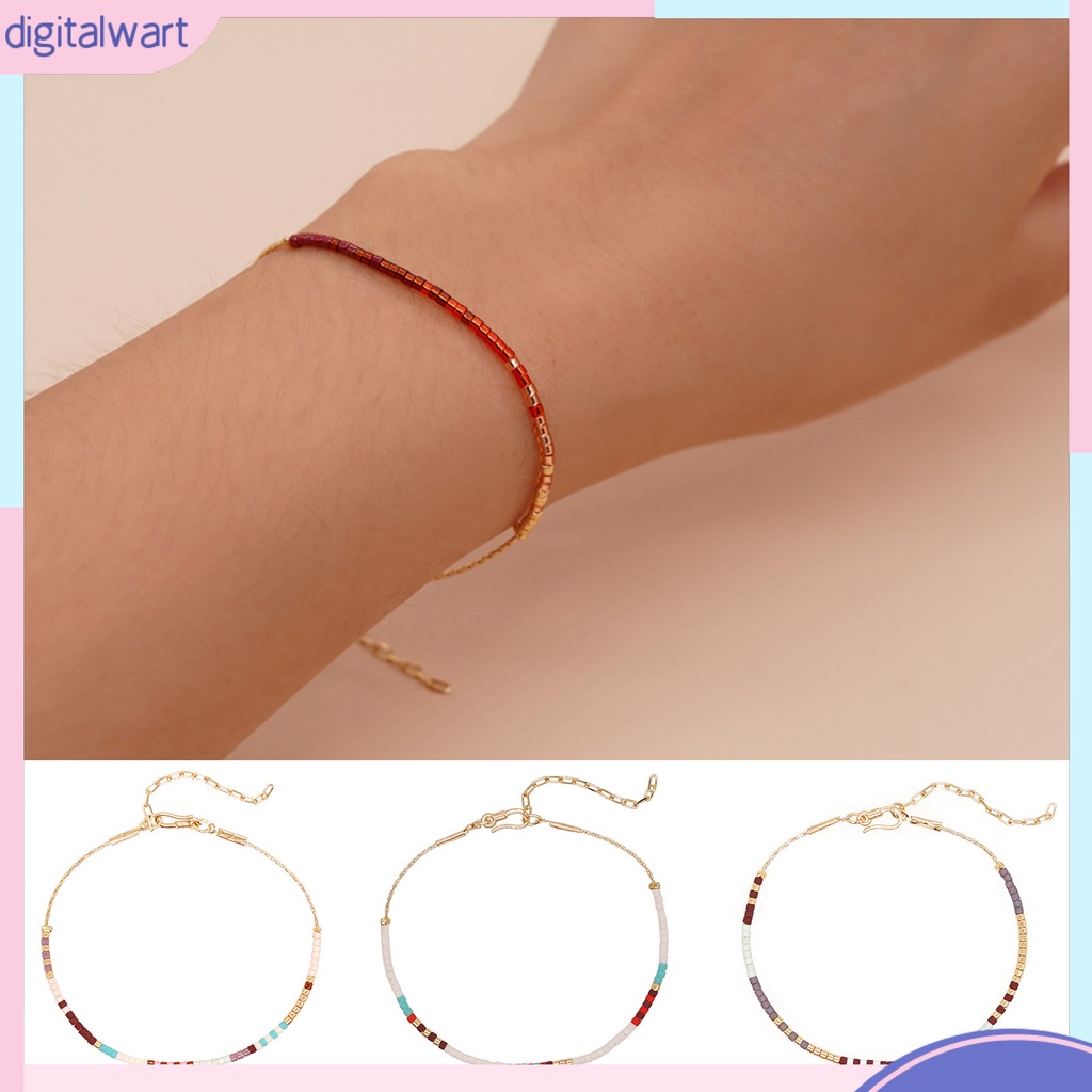 Vòng Tay Hạt Đá Pha Lê Nhân Tạo Handmade Phong Cách Boho Có Thể Điều Chỉnh