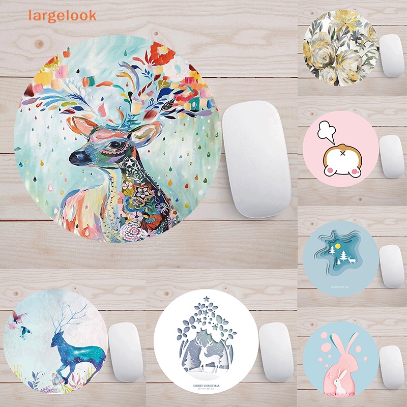 Thảm Lót Chuột Tròn 20CM Chống Trượt In Hình Hoạt Hình Dễ Thương