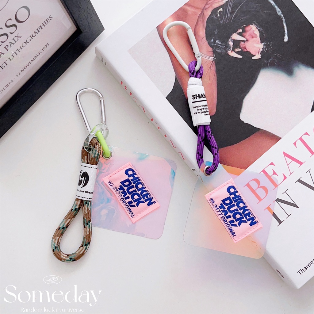 Ốp Điện Thoại Bằng nylon Họa Tiết Dễ Thương Có Ngăn Đựng Thẻ Kèm Dây Đeo Và Móc Khóa Cho iphone / airpods