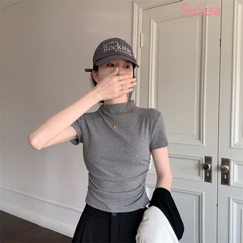Áo Thun Tay Ngắn Cổ Lọ Ôm Dáng Thời Trang Hè Phong Cách Hàn Quốc Cho Nữ