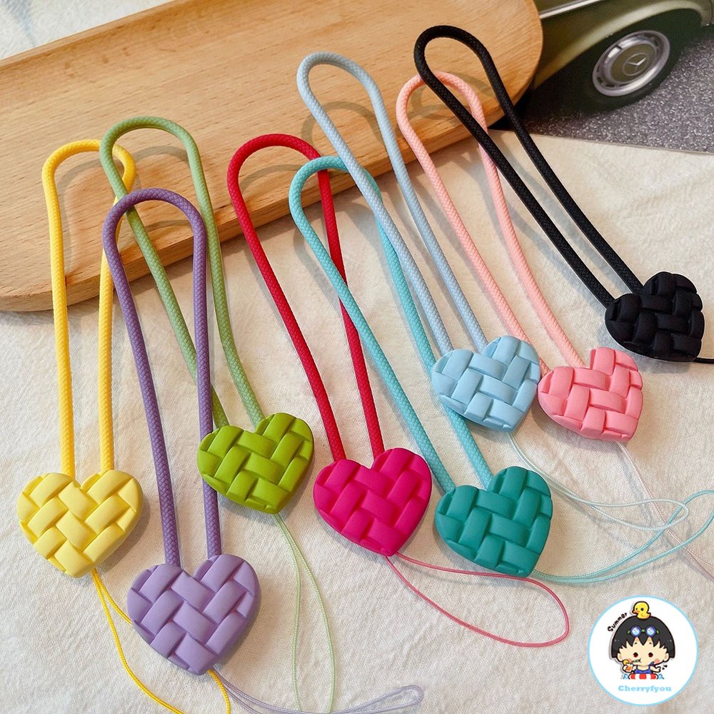 Dây Đeo Điện Thoại Bằng Silicon Họa Tiết Trái Tim Hình Thoi Phong Cách Retro Chống Rơi Tiện Dụng