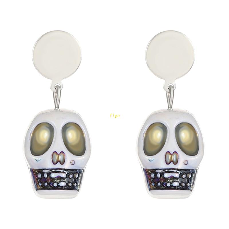 1 Đôi Bông Tai Hợp Kim Hình Đầu Lâu Halloween Kinh Dị