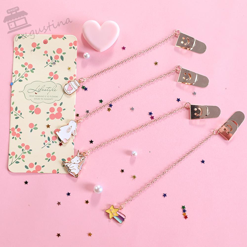 Dụng Cụ Đánh Dấu Trang Văn Phòng Phẩm Bằng Kim Loại Mặt Hoạt Hình Aug