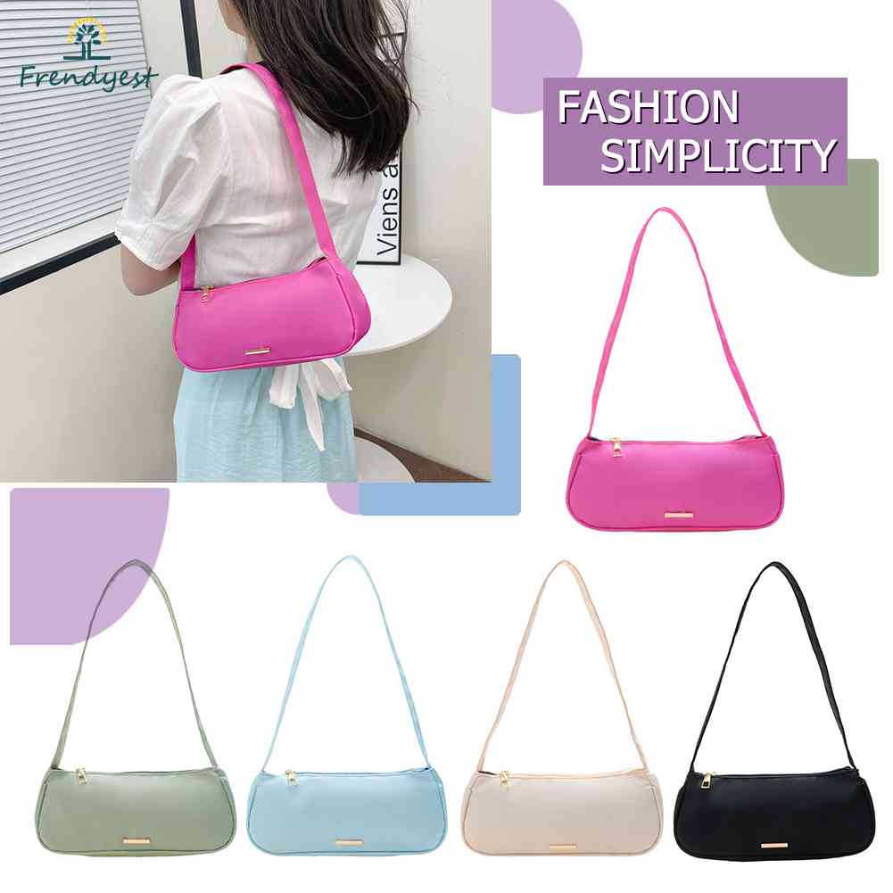 Túi Xách Đeo Vai / Kẹp Nách Chất Liệu Nylon Màu Trơn Thời Trang Xinh Xắn Cho