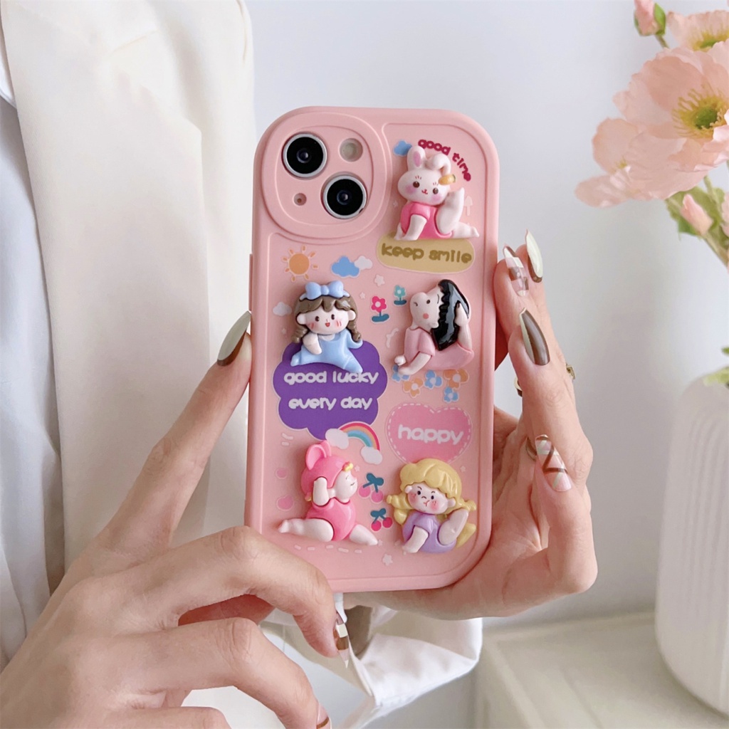 Ốp Điện Thoại Hình Cô Gái Thể Thao 3D Màu Hồng Dễ Thương Cho Iphone 14Promax 13 12 11 XR 8P