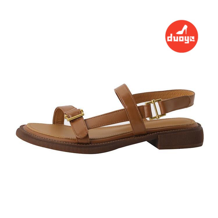 Duoya Tóc Thẳng ~ [Hàng Có Sẵn] Dép Đế Dày Phẳng Mềm Mại Phong Cách Retro Pháp Mùa Hè