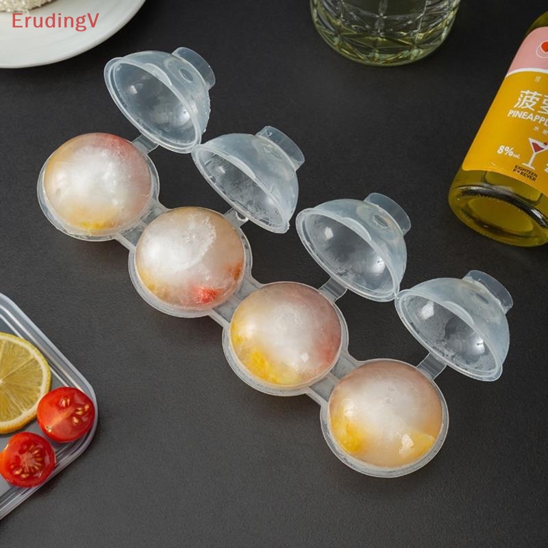 Khuôn Làm Kem 4 Ngăn Hình Tròn Bằng Nhựa Tiện Dụng DIY