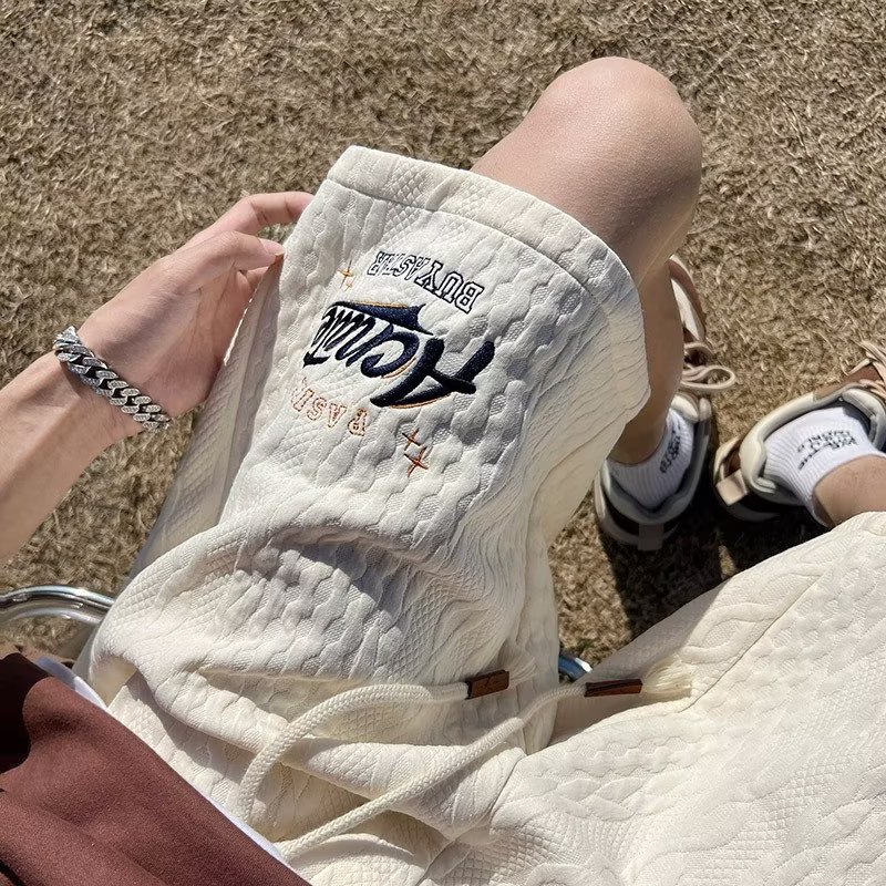 Quần Lửng Ống Rộng Thêu Chữ Phong Cách Nhật Bản Thời Trang Mùa Hè Hàng Mới