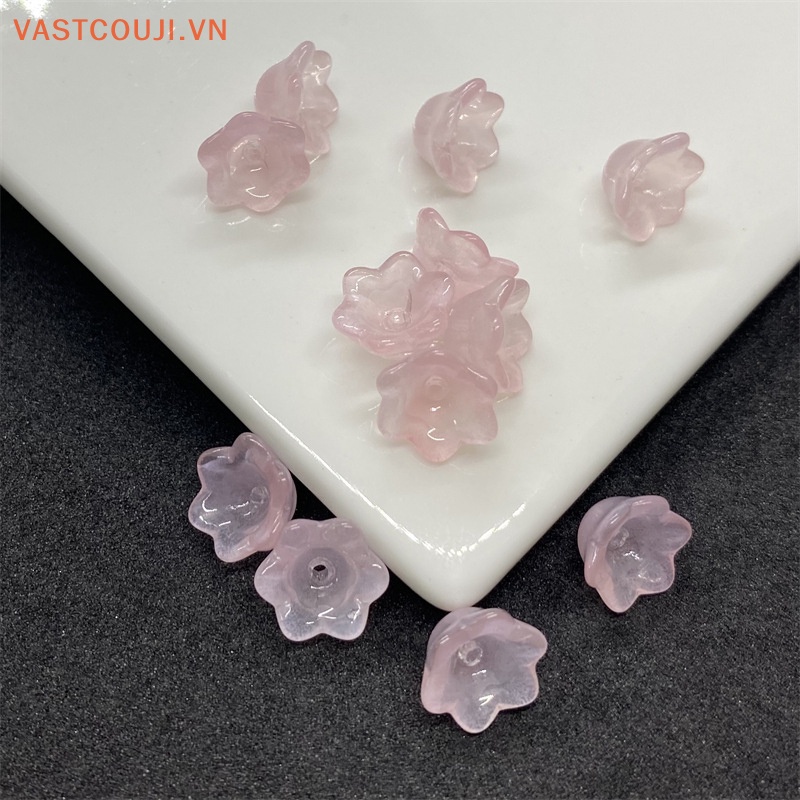 Set 100 Hạt Xỏ Lỗ Hình Hoa Lan Hai Màu gradient Bằng Acrylic Làm Vòng Tay / Vòng cổ DIY
