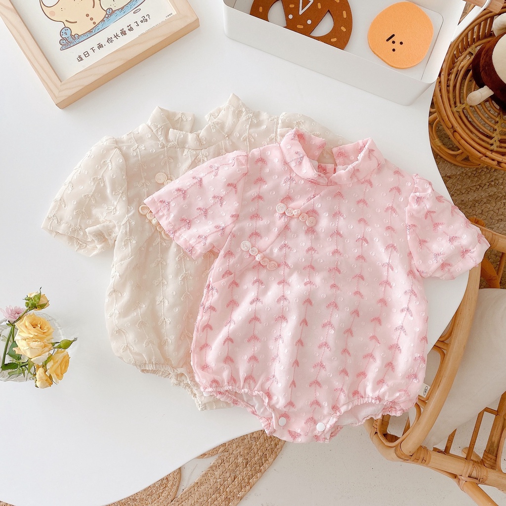 Bộ Áo Liền Quần Thời Trang Mùa Hè Dễ Thương Cho Bé Gái 0-2 Tuổi