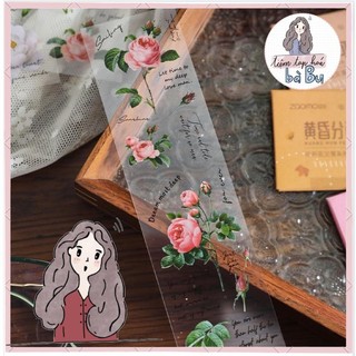 Set 4 tờ stickers nhựa kiểu hoa lá dùng để trang trí kiểu vintage cổ điển