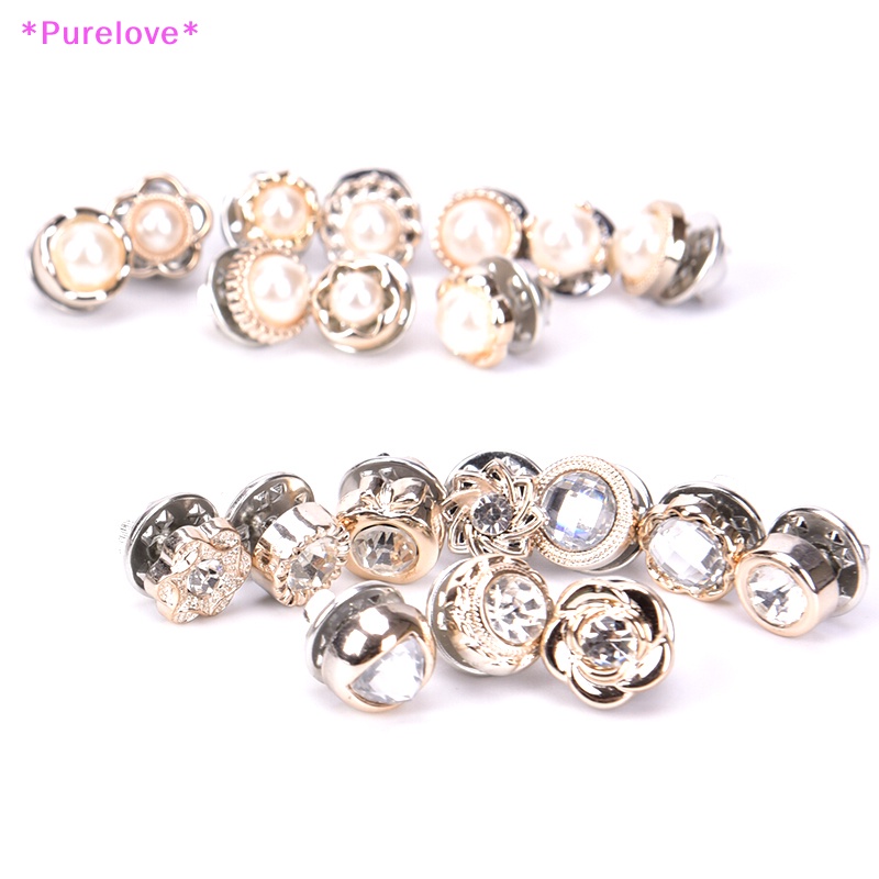 Set 10 Khuy Cài Áo Hình Bông Hoa Đính Ngọc Trai Giả Xinh Xắn Mới