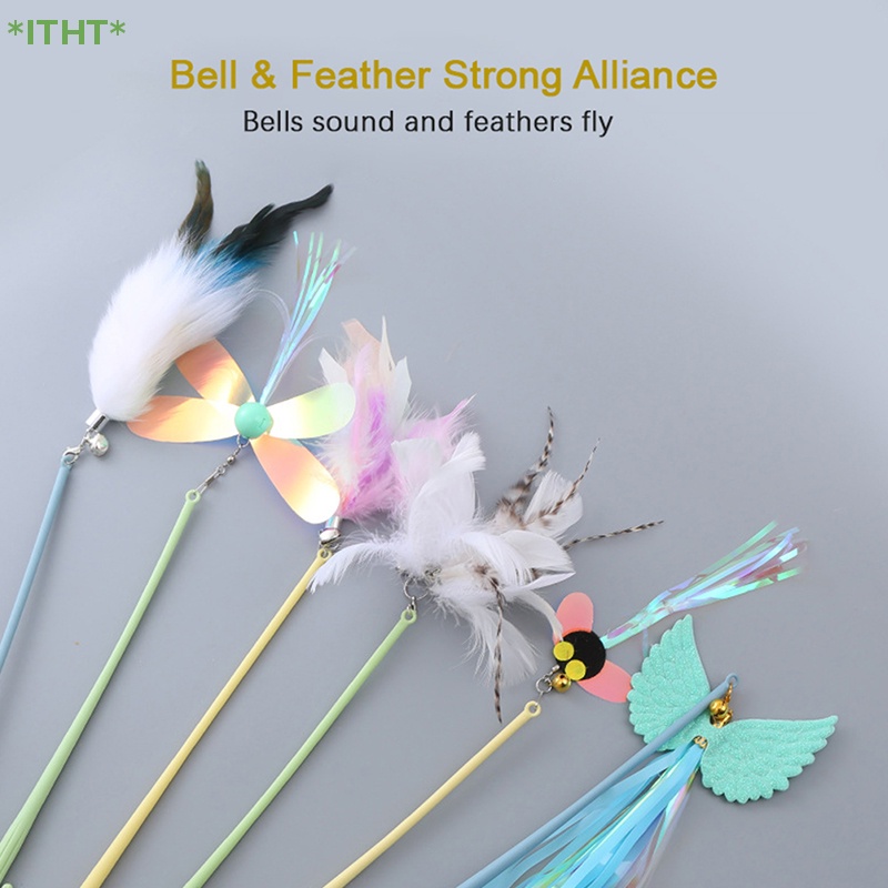 Bộ 1 Gậy Đồ Chơi Gắn Lông Vũ Vui Nhộn Cho Mèo Cưng Mới