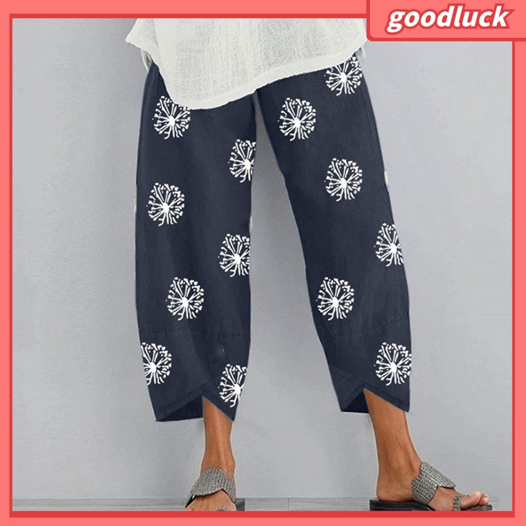 Quần Dài Dáng Rộng Bằng Polyester Co Giãn In Họa Tiết Độc Đáo Thời Trang Cho Nữ