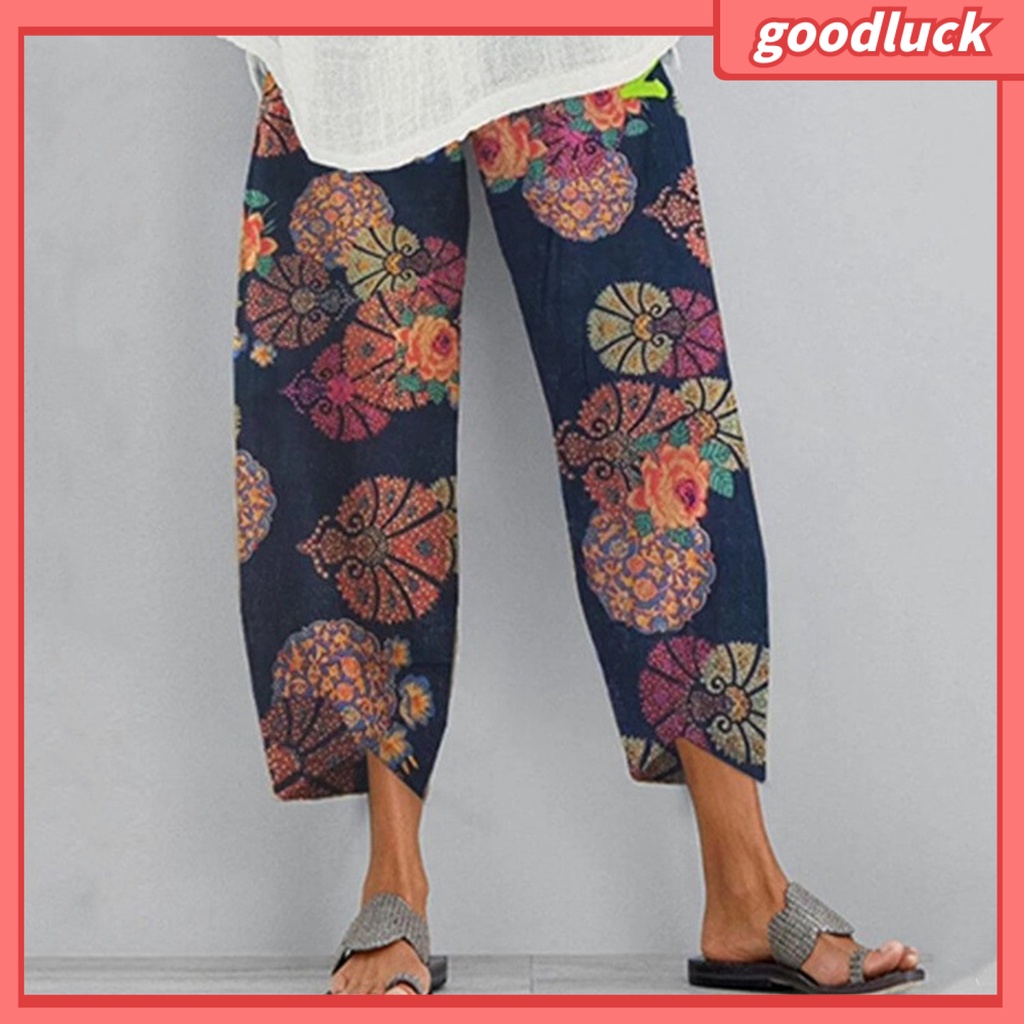 Quần Dài Dáng Rộng Bằng Polyester Co Giãn In Họa Tiết Độc Đáo Thời Trang Cho Nữ