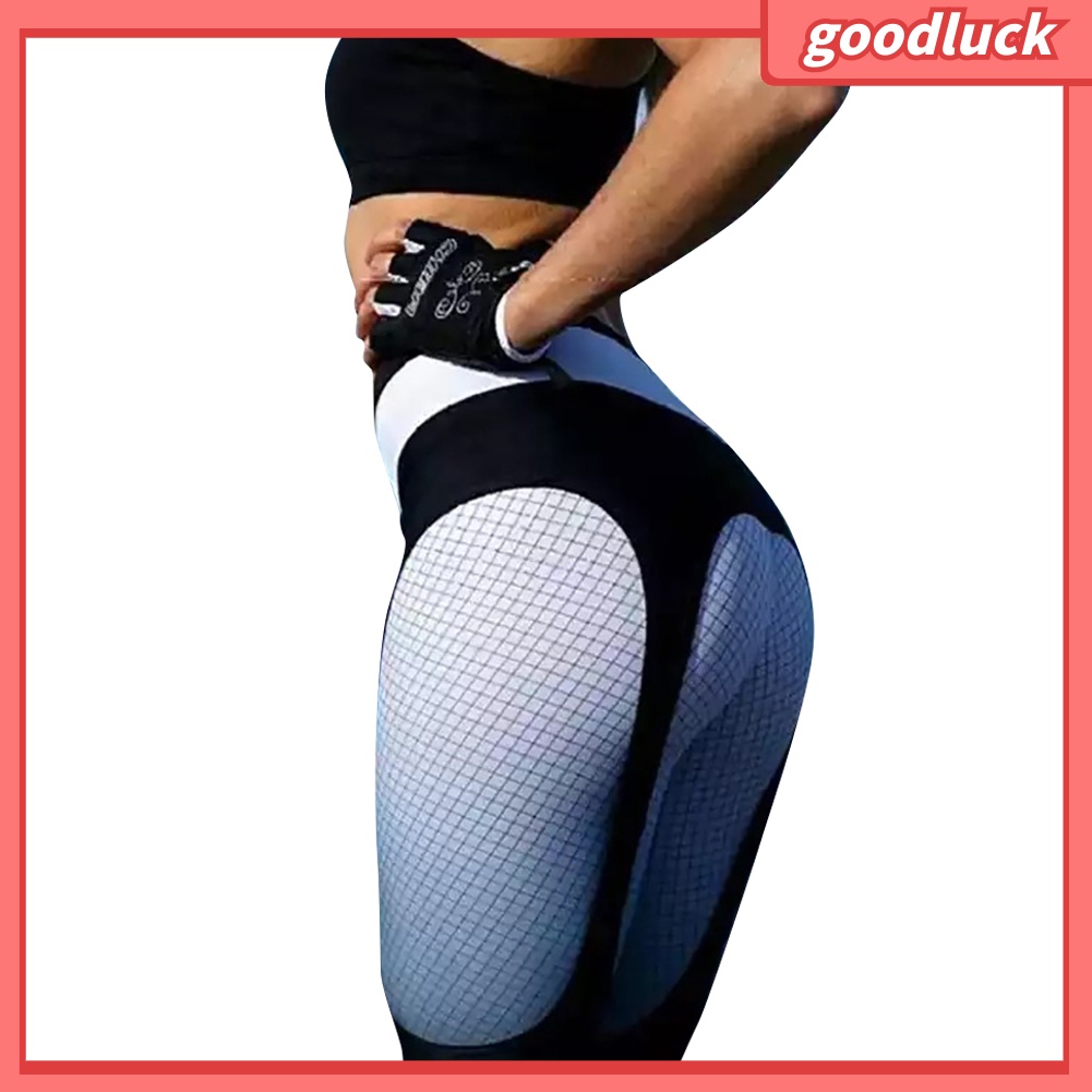 [ULK] Quần Legging Co Giãn Dáng Bút Chì Lưng Cao Ghép Nối Lưới Tập Yoga Thể Hình Dành Cho Bạn Nữ