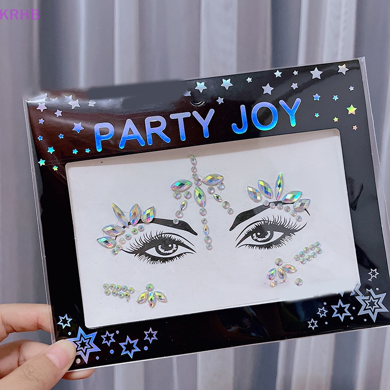 Miếng Dán Trang Trí Mặt / Lông Mày Họa Tiết Kim Cương 3D DIY Mới