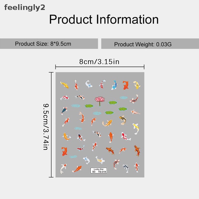Miếng Dán Trang Trí Móng Tay Nghệ Thuật Họa Tiết Hoa Sen / Cá Nhỏ Lá Sen Nhiều Màu 5D Chất Liệu Mềm Mại DIY