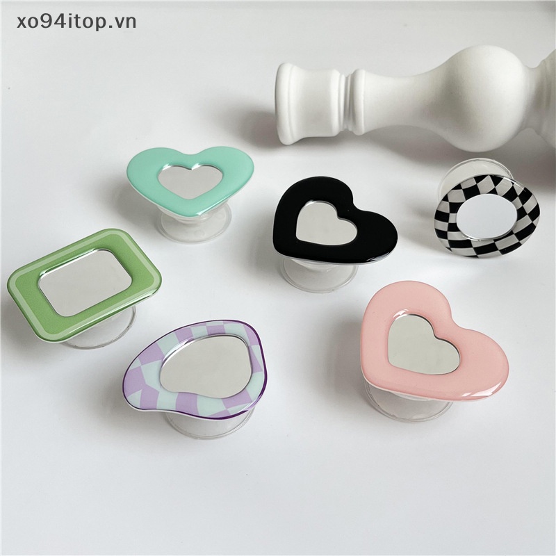 Xoitop Ins Gương Hình Trái Tim Dạng Nhẫn Đeo Ngón Tay Co Giãn Có Thể Gập Lại Ổ Cắm Thông Dụng Hỗ Trợ