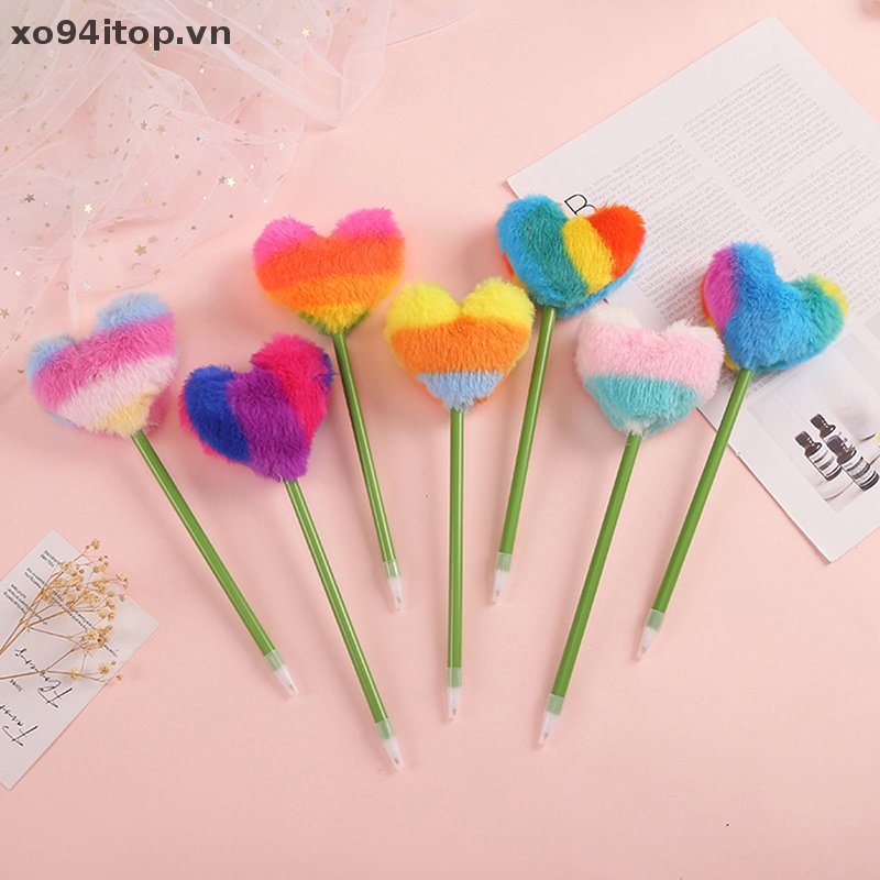 Bút Bi Lông Nhung Hình Kẹo Trái Tim Màu Sắc Ngọt Ngào