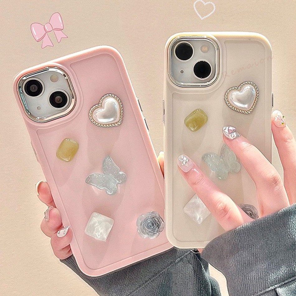 Ốp Điện Thoại Silicone Màu Nhám Hình Bướm 3D Cho Iphone 11 12 13 14 Pro Max 7 8 Plus 11Pro X Xr Xs Max Se 2020 2022 14Pro