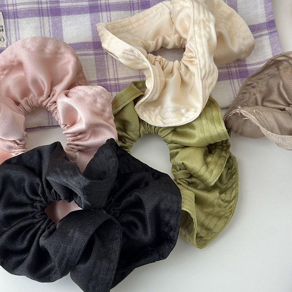 Dây Cột Tóc Bản Lớn 15H Bằng Vải Màu Trơn Đơn Giản Ngọt Ngào Cho Nữ