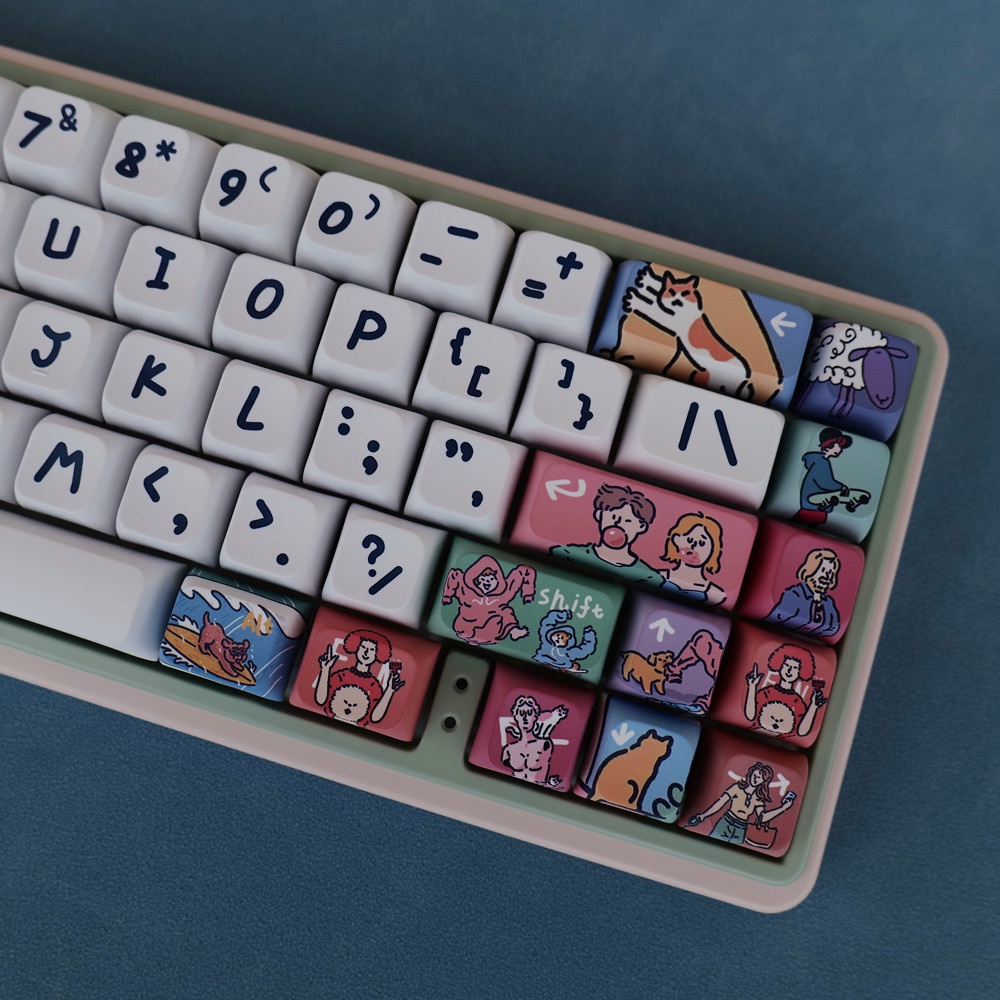 Waves Keycaps XDA Profile Hoạt Hình Tranh Sơn Dầu PBT DYE SUB Cơ Keycap