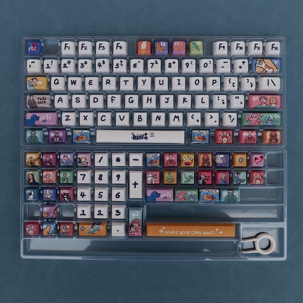 Waves Keycaps XDA Profile Hoạt Hình Tranh Sơn Dầu PBT DYE SUB Cơ Keycap