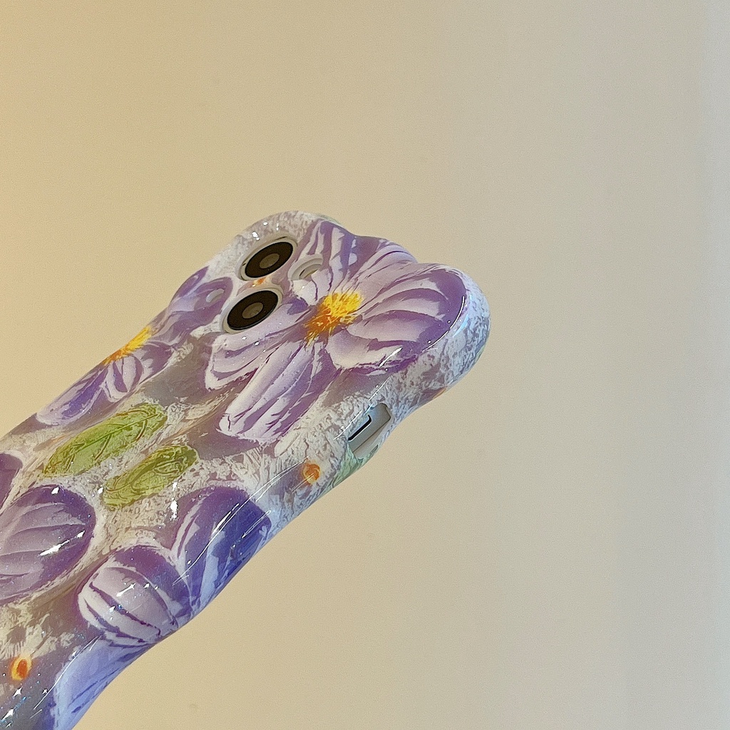 Ốp Lưng Chất Liệu TPU Chống Sốc Họa Tiết Hoa Tím Cho Apple IPhone 14 13 12 11 Pro Max