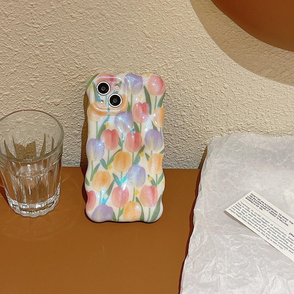 Ốp Điện Thoại TPU Chống Sốc Họa Tiết Hoa Tulip Cho IPhone 14 13 12 11 Pro Max
