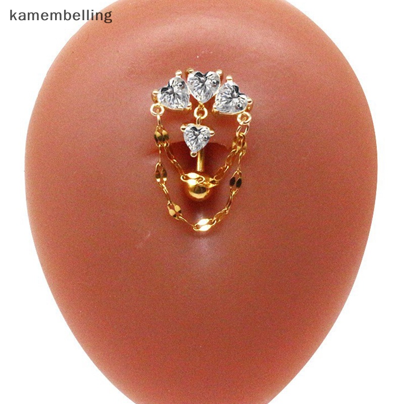 Kamembelling Khuyên Rốn Thép Không Gỉ Hình Trái Tim Đính Đá Zircon Quyến Rũ