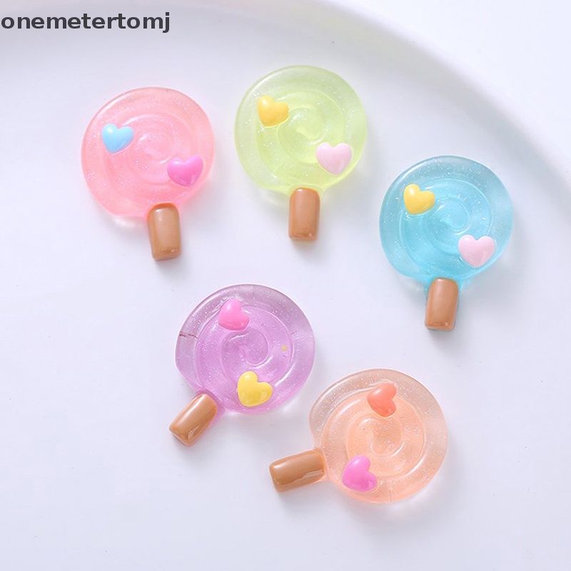 Onemetertomj Set 5 Kẹo Mút Trong Suốt Bằng Nhựa Resin DIY Trang Trí Sổ Lưu Niệm