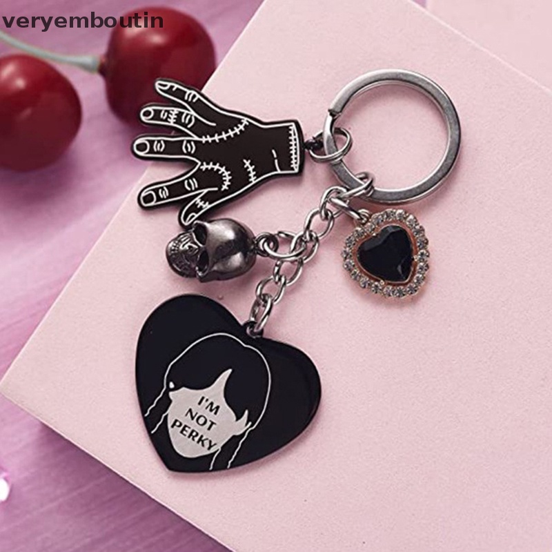 In TV Series Thứ Tư Addams Móc Chìa Khóa Punk Trinket Đầu Lâu Trái Tim Chữ Ch Làm Quà Tặng Laveros n
