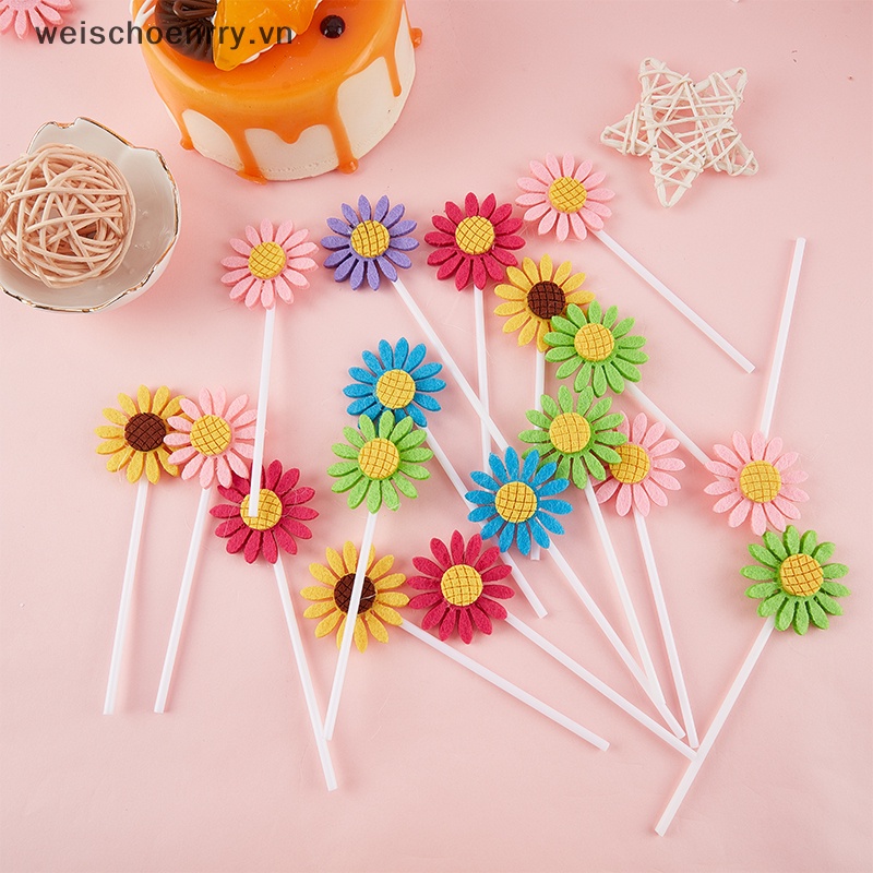 5 Topper Trang Trí Bánh Kem Hình Hoa Hướng Dương Chữ Happy Birthday