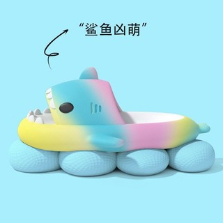 Dép đi trong nhà đế mềm chống trượt hình cá mập màu cầu vồng cho bé