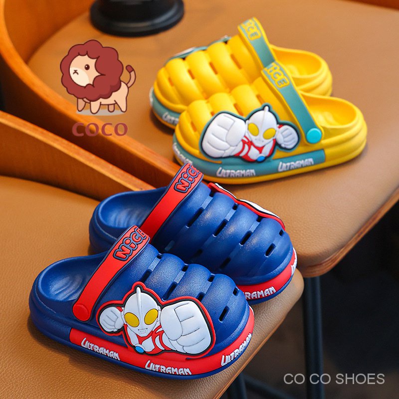 Dép Sandal Đục Lỗ Thoáng Khí Chống Trượt In Hình Ultraman Thời Trang Mùa Hè Cho Bé Trai Và Gái