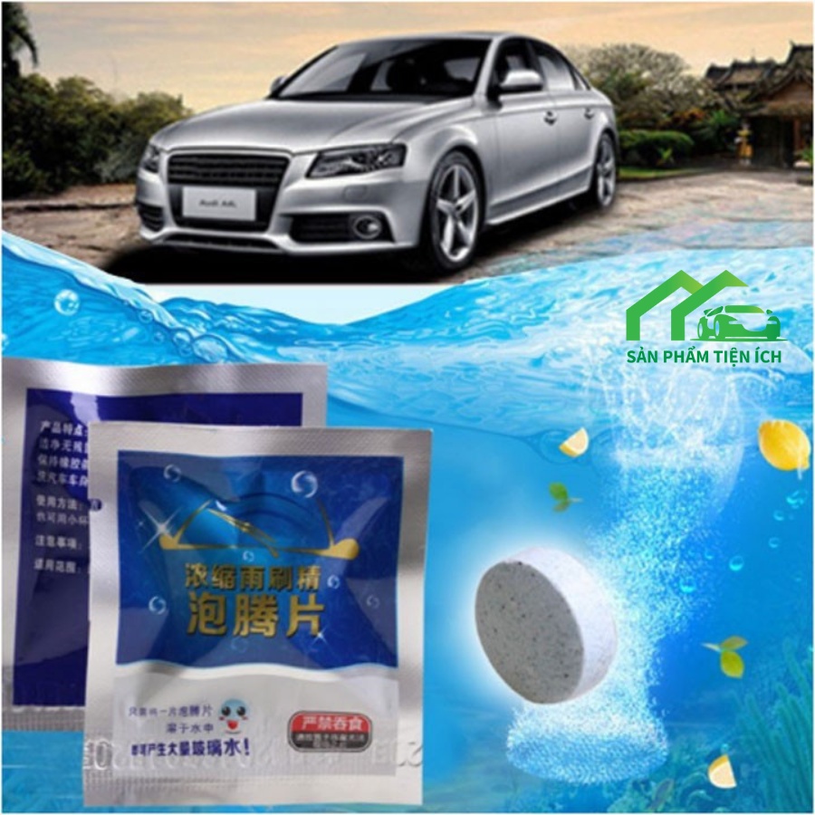 Viên Sủi Rửa Kính Xe Ô tô - Viên Pha Nước Rửa Kính Xe - Làm Sạch Vết Bẩn Trên Kính -1Viên = 4 Lít