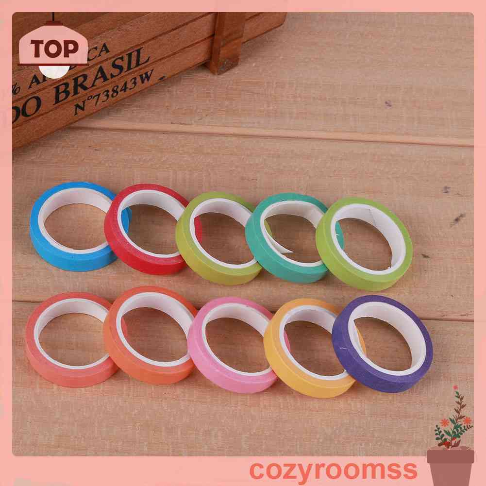 Set 10 Cuộn Băng Dính Nhiều Màu Sắc Dùng Trang Trí Sổ Tay DIY