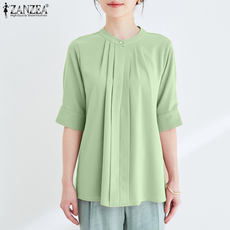 Áo ZANZEA tay lửng phong cách Hàn Quốc thanh lịch dành cho nữ