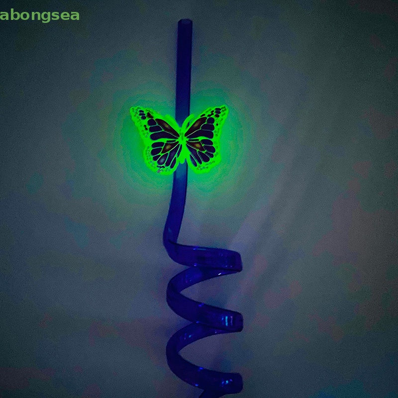 Abongsea Ống Hút Hình Bướm Có Đèn Ngủ Sáng Tạo Trang Trí Tiệc