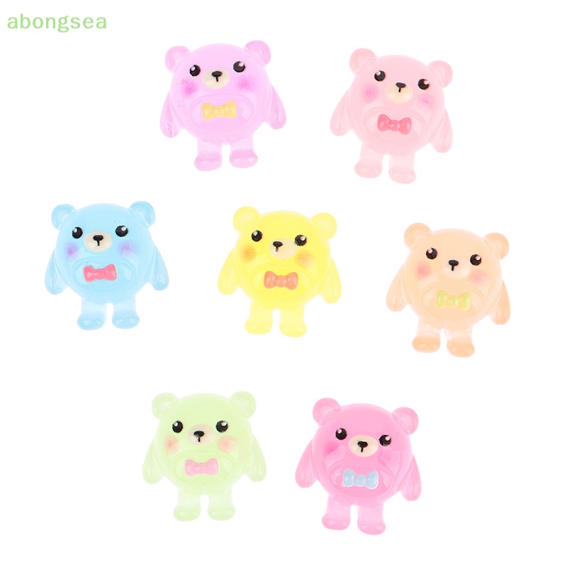 Abongsea Set 10 Mô Hình Gấu Dạ Quang Mini Bằng Nhựa Resin Trang Trí Tiểu Cảnh