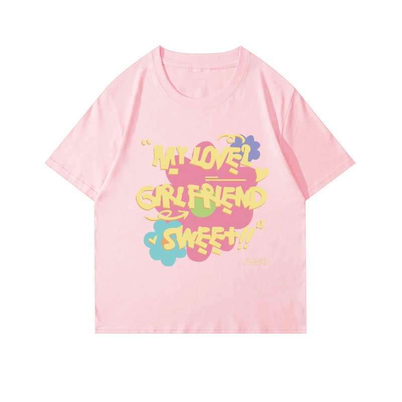 Áo thun NRVP 100% cotton tay ngắn cổ tròn in họa tiết phong cách Hàn Quốc cho nữ