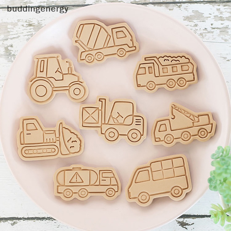 {BUDDI} Set 8 Khuôn Cắt Bánh Quy Bằng Nhựa Hình Xe Tải Hoạt Hình 3D {BUDDI {BUDDI}