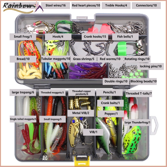 Hộp 168 Mồi Giả Câu Cá Trong Suốt Phù Hợp Cho Người Mới Bắt Đầu