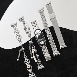 Dây Đeo Kim Loại Cho Xiaomi Smart Band 10 Band 9 Dây Đồng Hồ Thông Minh Thời Trang Bạc Vòng Tay Thép Không Gỉ Miband 9 8 Dây Đeo Tay Thay Thế